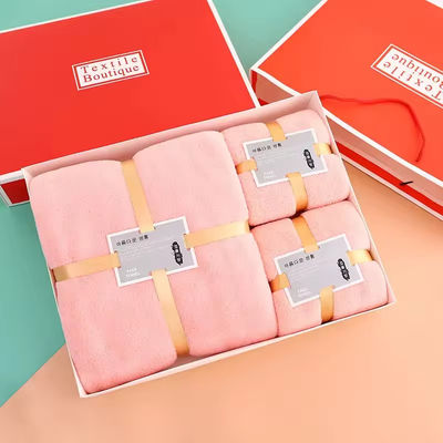 Homme doux et absorbant Hôtel Spa Set de serviettes de bain cadeau en laine de corail épaisse microfibre