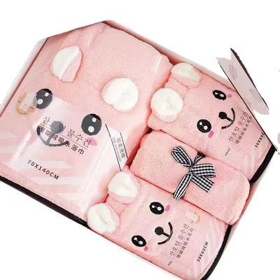 Accueil Ensemble de serviettes de couleur solide Logo personnalisé Séche rapide 4 pièces serviettes de bain avec touche douce