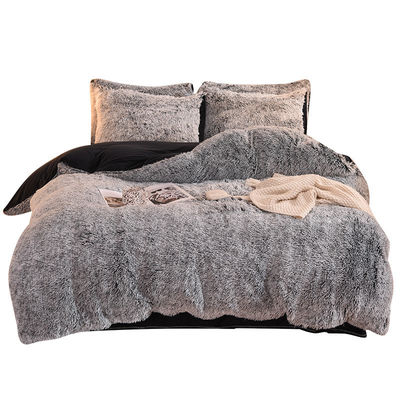 Accueil Hôtel Mariage Couleur arc-en-ciel faux fourrure velours pelucheux en peluche lit doux ensemble 4 pièces