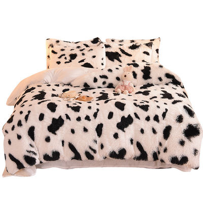 Accueil Hôtel Mariage Couleur arc-en-ciel faux fourrure velours pelucheux en peluche lit doux ensemble 4 pièces