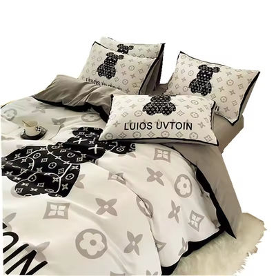 180GSM dessin animé tête d'ours blanc conception d'ours ensemble de literie collection couverture de lit couverture de lit coussin
