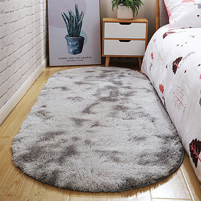 Tapis de chambre à coucher ultra doux et résistant aux taches Tapis de chambre ovale beige pour petits espaces