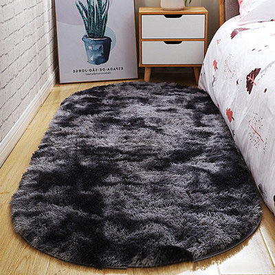 Tapis de chambre à coucher ultra doux et résistant aux taches Tapis de chambre ovale beige pour petits espaces
