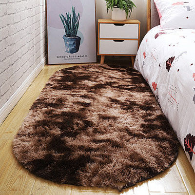 Tapis de chambre à coucher ultra doux et résistant aux taches Tapis de chambre ovale beige pour petits espaces