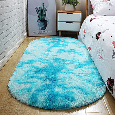 Tapis de chambre à coucher ultra doux et résistant aux taches Tapis de chambre ovale beige pour petits espaces