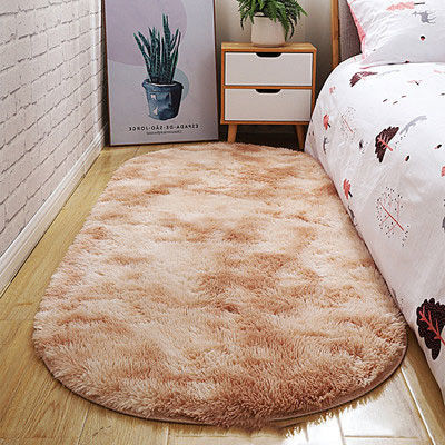 Tapis de chambre à coucher ultra doux et résistant aux taches Tapis de chambre ovale beige pour petits espaces