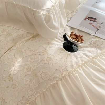 4PCS Couette moelleuse couette ensemble de lit de modèle solide lit de luxe ensemble couverture de lit
