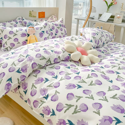 Tendance 2024 Ensemble de quatre pièces en coton simple et écologique pour un lit naturel et biologique