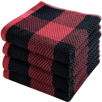 Une serviette de gaufre carrée épaissie sur mesure en coton pur et une serviette de nid de miel pour cadeau promotionnel