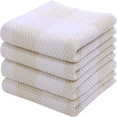 Une serviette de gaufre carrée épaissie sur mesure en coton pur et une serviette de nid de miel pour cadeau promotionnel