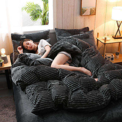 Ensemble de literie en flanelle 4 pièces Lit simple Ensemble de tissu Densité 133x72 Queen King Taille