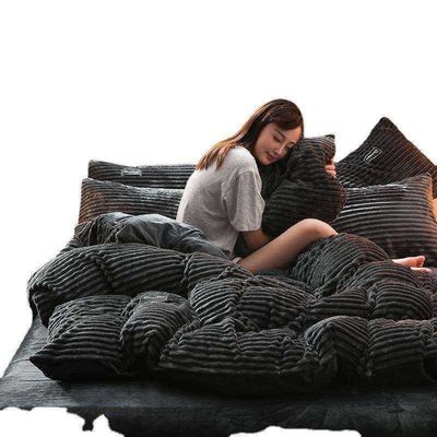 Ensemble de literie en flanelle 4 pièces Lit simple Ensemble de tissu Densité 133x72 Queen King Taille