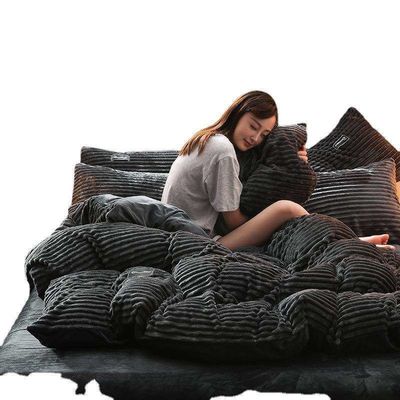 Accueil Hôtel 4 pièces de lit en flanelle, couverture de couette, coussin plat, taille Queen/King
