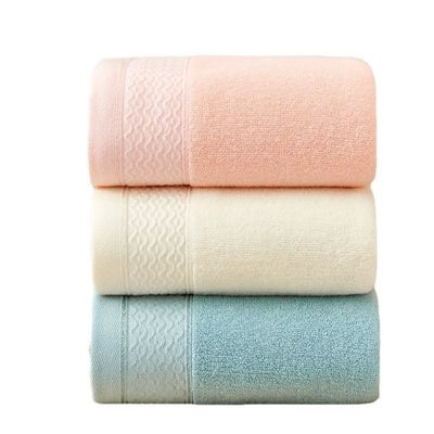 Logo personnalisé fil teinté 100% coton serviette de bain pour adulte en rose chaud bleu et jaune