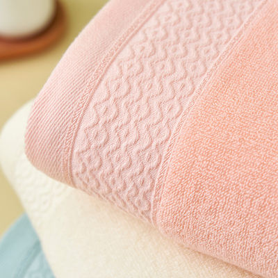 Logo personnalisé fil teinté 100% coton serviette de bain pour adulte en rose chaud bleu et jaune