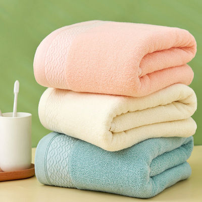 Logo personnalisé fil teinté 100% coton serviette de bain pour adulte en rose chaud bleu et jaune