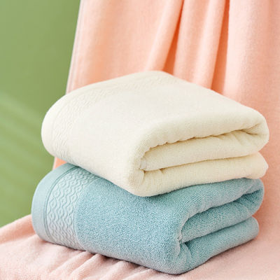 Logo personnalisé fil teinté 100% coton serviette de bain pour adulte en rose chaud bleu et jaune