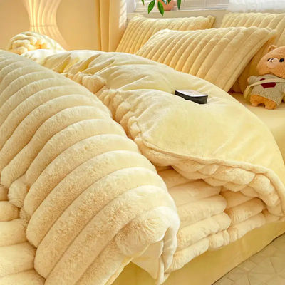 Polyester remplissage de lapin chaud faux fourrure moelleuse en peluche chaude couverture de couette pour 2,0m lit