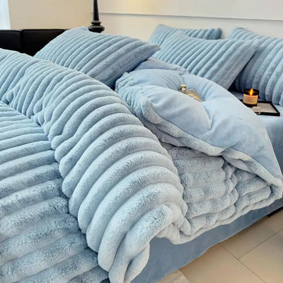 Polyester remplissage de lapin chaud faux fourrure moelleuse en peluche chaude couverture de couette pour 2,0m lit