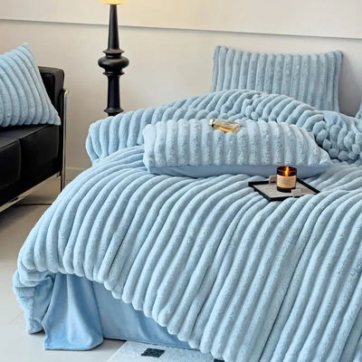 Polyester remplissage de lapin chaud faux fourrure moelleuse en peluche chaude couverture de couette pour 2,0m lit