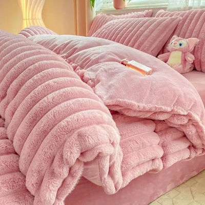 Polyester remplissage de lapin chaud faux fourrure moelleuse en peluche chaude couverture de couette pour 2,0m lit