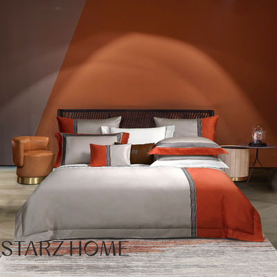 Ensemble de literie d'hôtel 100% coton 4 pièces draps plats et couverture de couette pour lit de grande taille