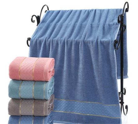 Touche en coton 32S très absorbante avec bordure dorée et motif de pile de coupe de couleur solide