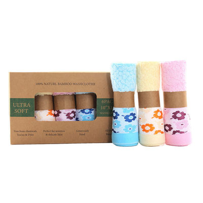 Boîte cadeau à mouchoir en fibre de bambou à motifs doux et absorbant lavage du visage pour bébé