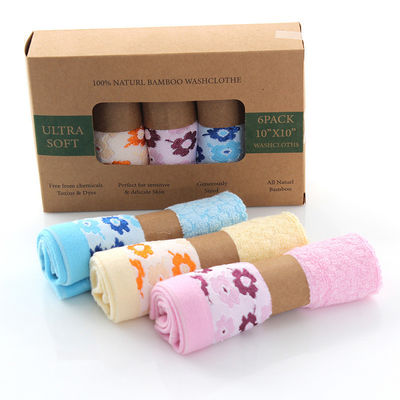 Boîte cadeau à mouchoir en fibre de bambou à motifs doux et absorbant lavage du visage pour bébé