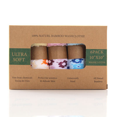 Boîte cadeau à mouchoir en fibre de bambou à motifs doux et absorbant lavage du visage pour bébé