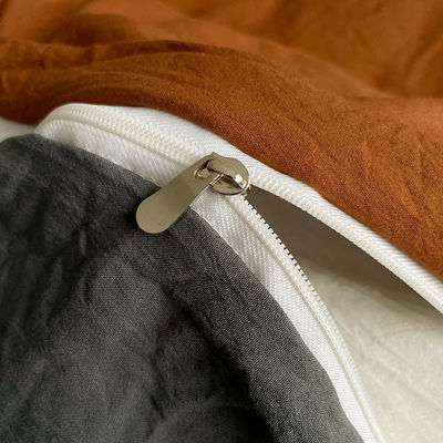 Ensemble de couverture de couette en 4 pièces de couverture de couette en coton lavé de couleur solide pour adulte et enfant