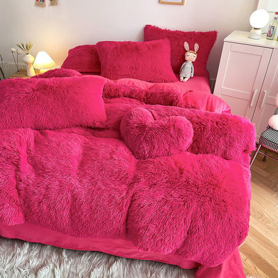 Couleur modèle solide type luxe mince chaud mousse de velours de cristal lit ensemble pour l'hiver