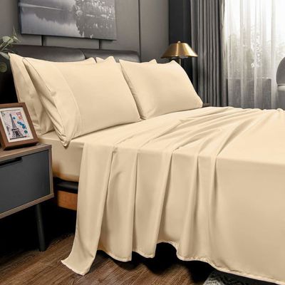 Ensemble de lit souple durable 1800TC en coton égyptien massif fourni en feuille de 4 pièces