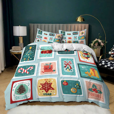 40 Tissu compte Décor de Noël Couverture de couette Joyeux Noël Cadeau 3D Impression numérique Rouge Comfort Lit ensemble