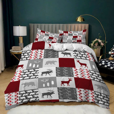 40 Tissu compte Décor de Noël Couverture de couette Joyeux Noël Cadeau 3D Impression numérique Rouge Comfort Lit ensemble