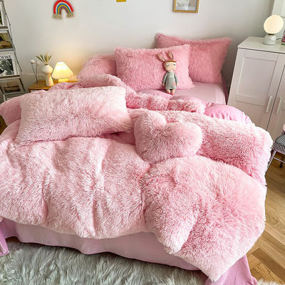 Aucune personnalisation requise Morden Luxury Jade Pink Shaggy Warm Mink Velvet Lit Set