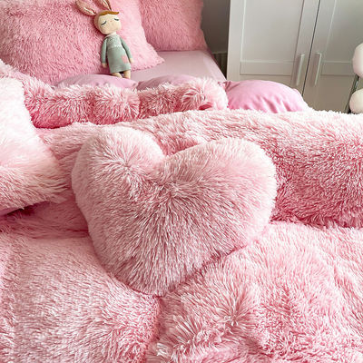 Aucune personnalisation requise Morden Luxury Jade Pink Shaggy Warm Mink Velvet Lit Set