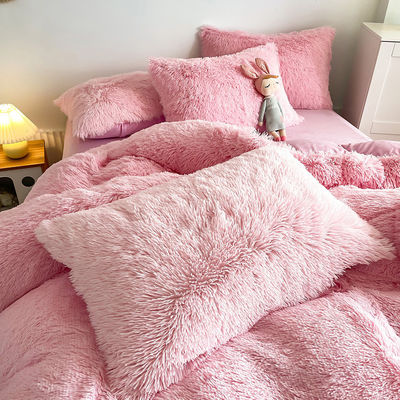 Aucune personnalisation requise Morden Luxury Jade Pink Shaggy Warm Mink Velvet Lit Set