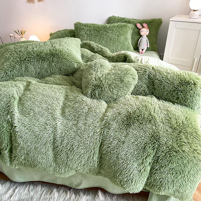 RTS Mousse couleur verte luxe mousseux chaud vison velours cristal lit ensemble pour l'hiver