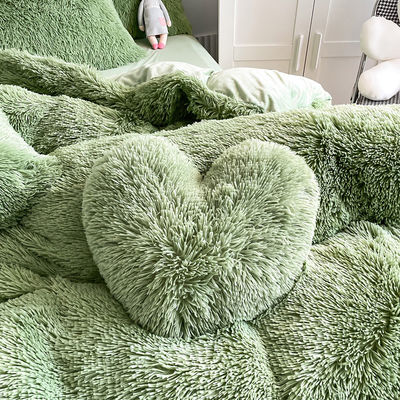 RTS Mousse couleur verte luxe mousseux chaud vison velours cristal lit ensemble pour l'hiver