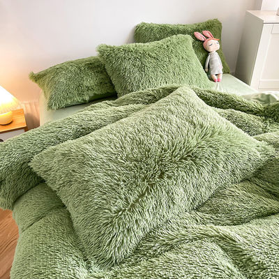 RTS Mousse couleur verte luxe mousseux chaud vison velours cristal lit ensemble pour l'hiver