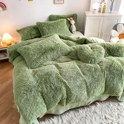 RTS Mousse couleur verte luxe mousseux chaud vison velours cristal lit ensemble pour l'hiver