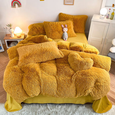 Ins Moss Green Luxury Shaggy Warm Mink Velvet Crystal Lit Set pour le lit d'hiver