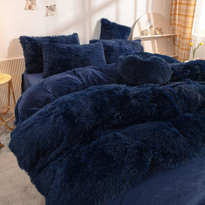 Couleur arc-en-ciel Faux fourrure velours Fluffy Plush Lit ensemble pour la maison moderne et la décoration