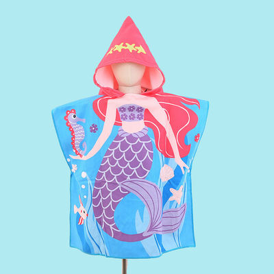 Design maison en microfibre pour enfants en capuchon en robe de bain dessin animé d'impression Portable