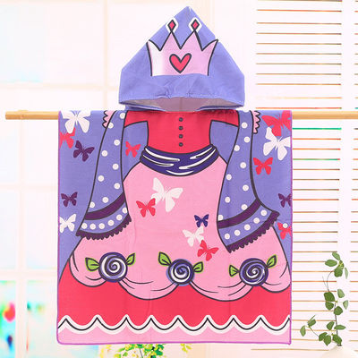 Design maison en microfibre pour enfants en capuchon en robe de bain dessin animé d'impression Portable