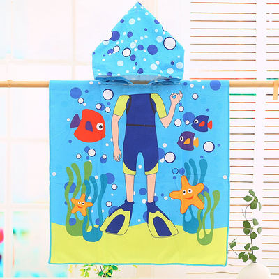 Design maison en microfibre pour enfants en capuchon en robe de bain dessin animé d'impression Portable