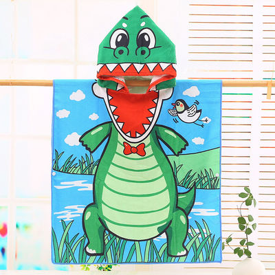 Design maison en microfibre pour enfants en capuchon en robe de bain dessin animé d'impression Portable