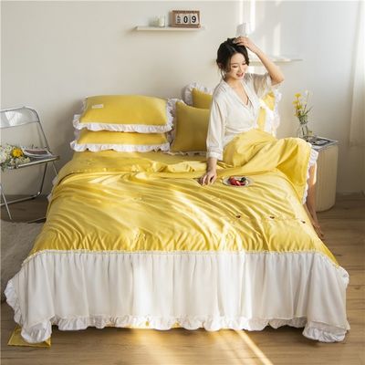 Lache de lit en soie de luxe brodée, couette remplie douce et respirante 2024