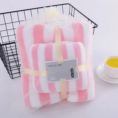 Polyester serviette de bain serviette de bain ensemble Large rayé couleur épaisse absorbant de corail laine serviette